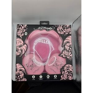 Ed Hardy Pink Love Kills Slowly Wireless Bluetooth Over-Ear Headphones New